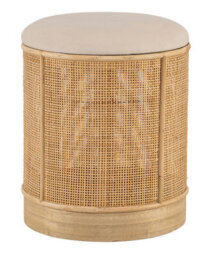 Nordlys Beige Velvet And Rattan Pouf Exotic Boho Living Room - thumbnail 2