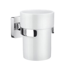 Smedbo Porcelain Tumbler With Polished Chrome Wall Mount Holder