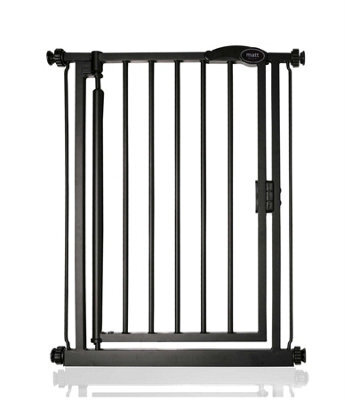 Safetots Pressure Fit Self Closing Stair Gate, Extra Narrow, 61Cm - 66.5Cm, Matt Black, Auto Closing Baby Gate, Safety Barrier - image 1