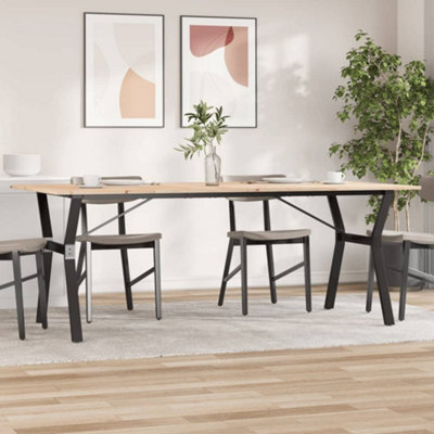 Berkfield Dining Table Y-Frame 200X100X75 Cm Solid Wood Pine And Steel - image 1