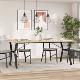 Berkfield Dining Table Y-Frame 200X100X75 Cm Solid Wood Pine And Steel - thumbnail 3