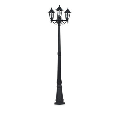 Valuelights Traditional 1.95M Black 3 Way Ip44 Outdoor Garden Lamp Post Light - Complete With 3 X 4W Led Candle Bulbs - image 1