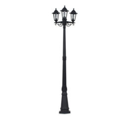 Valuelights Traditional 1.95M Black 3 Way Ip44 Outdoor Garden Lamp Post Light - Complete With 3 X 4W Led Candle Bulbs - thumbnail 1