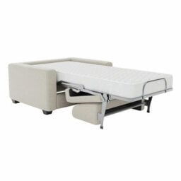 Lucas Natural Fabric Snuggler Sofa Bed, Small Single Sleeper Sofa, Memory Foam Mattress, Soft Woven Upholstery, Solid Wood Frame - thumbnail 5
