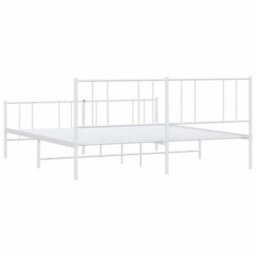 Berkfield Metal Bed Frame With Headboard And Footboard White 193X203 Cm - thumbnail 8
