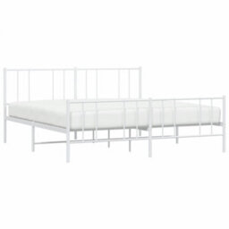 Berkfield Metal Bed Frame With Headboard And Footboard White 193X203 Cm - thumbnail 3