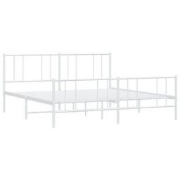 Berkfield Metal Bed Frame With Headboard And Footboard White 193X203 Cm - thumbnail 5