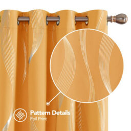 Deconovo Super Soft Silver Wave Line Foil Printed Thermal Insulated Eyelet Blackout Curtains W66 X L54 Inch, Orange Flame, 1 Pair - thumbnail 5