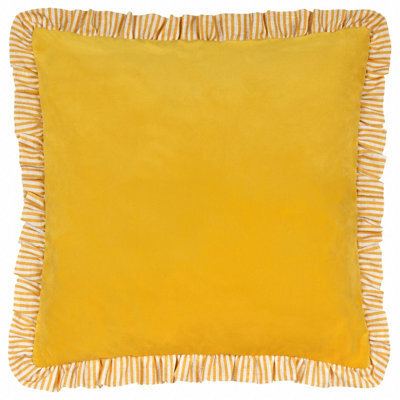 Wylder Solene Yellow Ruffle Velvet Effect Indoor Cushion, (L)45Cm X (W)45Cm - image 1