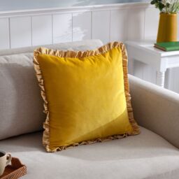 Wylder Solene Yellow Ruffle Velvet Effect Indoor Cushion, (L)45Cm X (W)45Cm - thumbnail 4