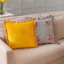 Wylder Solene Yellow Ruffle Velvet Effect Indoor Cushion, (L)45Cm X (W)45Cm - thumbnail 5