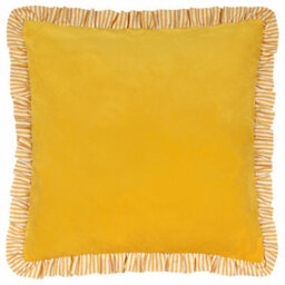 Wylder Solene Yellow Ruffle Velvet Effect Indoor Cushion, (L)45Cm X (W)45Cm - thumbnail 1