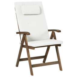 Wyld And Coco 2-Piece Foldable Acacia Garden Chairs With Off-White Cushions, Adjustable Backrests - thumbnail 3