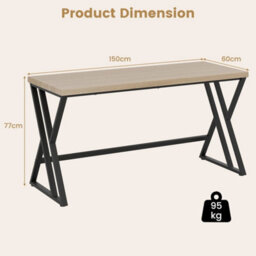 150Cm Computer Desk Industrial Large Home Office Desk Heavy Duty Metal Frame - thumbnail 2