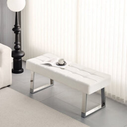 Furniture in Fashion Austin Large Faux Leather Dining Bench In White - thumbnail 2