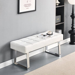 Furniture in Fashion Austin Large Faux Leather Dining Bench In White - thumbnail 1