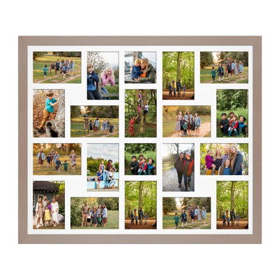 AK Frames 80X70Cm Rose Gold Modern Multi Photo Frame With White Mount - Holds 20 Apertures (18X) 6X4, (2X) 4X4 Photos - image 1