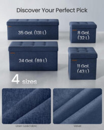 LEDREM Storage Ottoman, Foldable Small Ottoman Foot Rest, 31 X 41 Cm Foot Stool, Ottoman With Storage, Load Up To 130 Kg, For Living Room - thumbnail 3