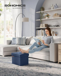 LEDREM Storage Ottoman, Foldable Small Ottoman Foot Rest, 31 X 41 Cm Foot Stool, Ottoman With Storage, Load Up To 130 Kg, For Living Room - thumbnail 4