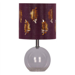 First Choice Lighting Set Of 2 Buck - Clear Glass Globe Table Lamps With Burgundy Shade - thumbnail 2