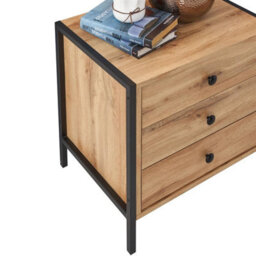 Timber Art Design Zahra Bedside Table Cabinet Bedroom Furniture Nightstand 3 Drawer Wotan Oak - thumbnail 3