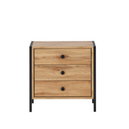 Timber Art Design Zahra Bedside Table Cabinet Bedroom Furniture Nightstand 3 Drawer Wotan Oak - thumbnail 1