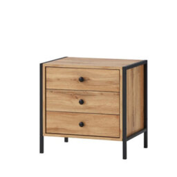 Timber Art Design Zahra Bedside Table Cabinet Bedroom Furniture Nightstand 3 Drawer Wotan Oak - thumbnail 2