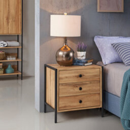 Timber Art Design Zahra Bedside Table Cabinet Bedroom Furniture Nightstand 3 Drawer Wotan Oak - thumbnail 6