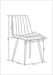 Mof Dining Chairs Set Of 4 Velvet Dining Chair With Padded Seat And Backrest, Sturdy Metal Legs Teal Stripe - thumbnail 3