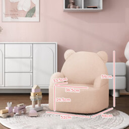 Aiyaplay Kids Armchair, Bear Shaped Toddler Sofa Chair For Bedroom - Pink - thumbnail 5