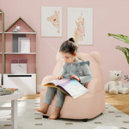 Aiyaplay Kids Armchair, Bear Shaped Toddler Sofa Chair For Bedroom - Pink - thumbnail 1