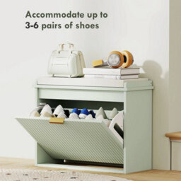 Shoe Storage Bench With Cushion And Flip-Drawer 62X26X47.5Cm Green - thumbnail 6
