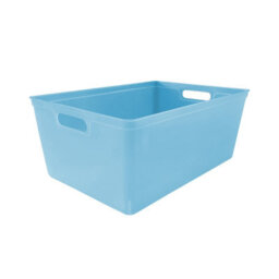 Simpa 6Pc 4L Pastel Blue Plastic Storage Basket Studio Organiser Trays With Handles - thumbnail 2