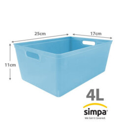 Simpa 6Pc 4L Pastel Blue Plastic Storage Basket Studio Organiser Trays With Handles - thumbnail 3