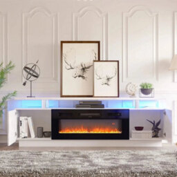 Tv Stand Cabinet High Gloss Electric Fireplace Unit - thumbnail 5