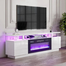 Tv Stand Cabinet High Gloss Electric Fireplace Unit - thumbnail 3