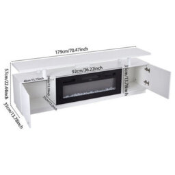Tv Stand Cabinet High Gloss Electric Fireplace Unit - thumbnail 2