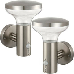 2 Pack Ip44 Outdoor Led Lamp Stainless Steel Wall Pir Light Porch Cool White