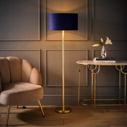 Valuelights Charles Gold Floor Lamp With Navy Velvet & Metallic Shade - thumbnail 5