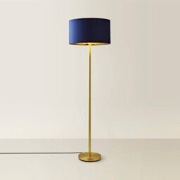Valuelights Charles Gold Floor Lamp With Navy Velvet & Metallic Shade - thumbnail 6