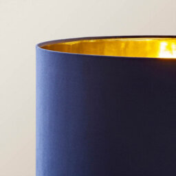 Valuelights Charles Gold Floor Lamp With Navy Velvet & Metallic Shade - thumbnail 2
