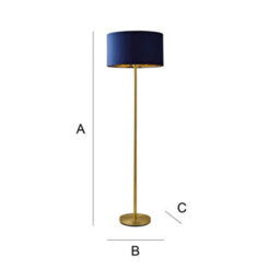 Valuelights Charles Gold Floor Lamp With Navy Velvet & Metallic Shade - thumbnail 8