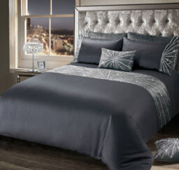 Intimates Charcoal Diamante Starburst Duvet Cover And Pillowcase Set Double