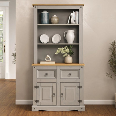 Dresser 2 Door Sideboard Grey Solid Pine Wood Painted Wooden Display - image 1