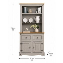 Dresser 2 Door Sideboard Grey Solid Pine Wood Painted Wooden Display - thumbnail 2