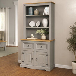 Dresser 2 Door Sideboard Grey Solid Pine Wood Painted Wooden Display - thumbnail 3