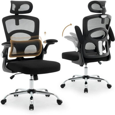 Black Ergonomic Office Chair Adjustable Lumbar Support High Back Mesh Desk Chair - image 1