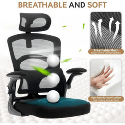 Black Ergonomic Office Chair Adjustable Lumbar Support High Back Mesh Desk Chair - thumbnail 4