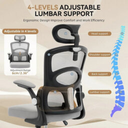 Black Ergonomic Office Chair Adjustable Lumbar Support High Back Mesh Desk Chair - thumbnail 5