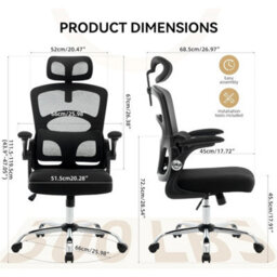 Black Ergonomic Office Chair Adjustable Lumbar Support High Back Mesh Desk Chair - thumbnail 2